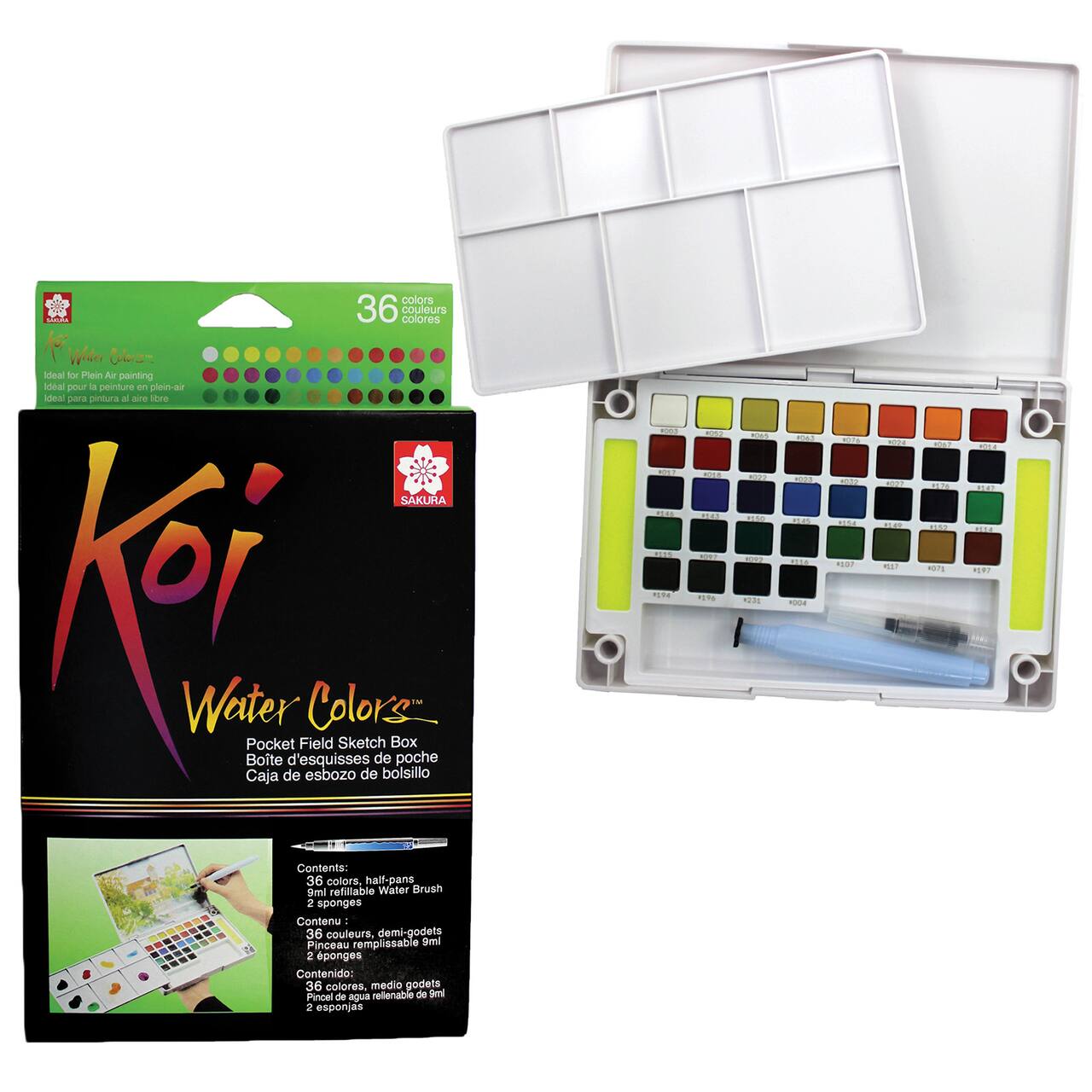 Koi® Water Colors™ Pocket Field Sketch Box, 36 Colors